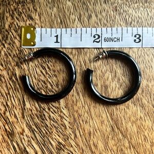Black Hollow Metal Hoop Earrings